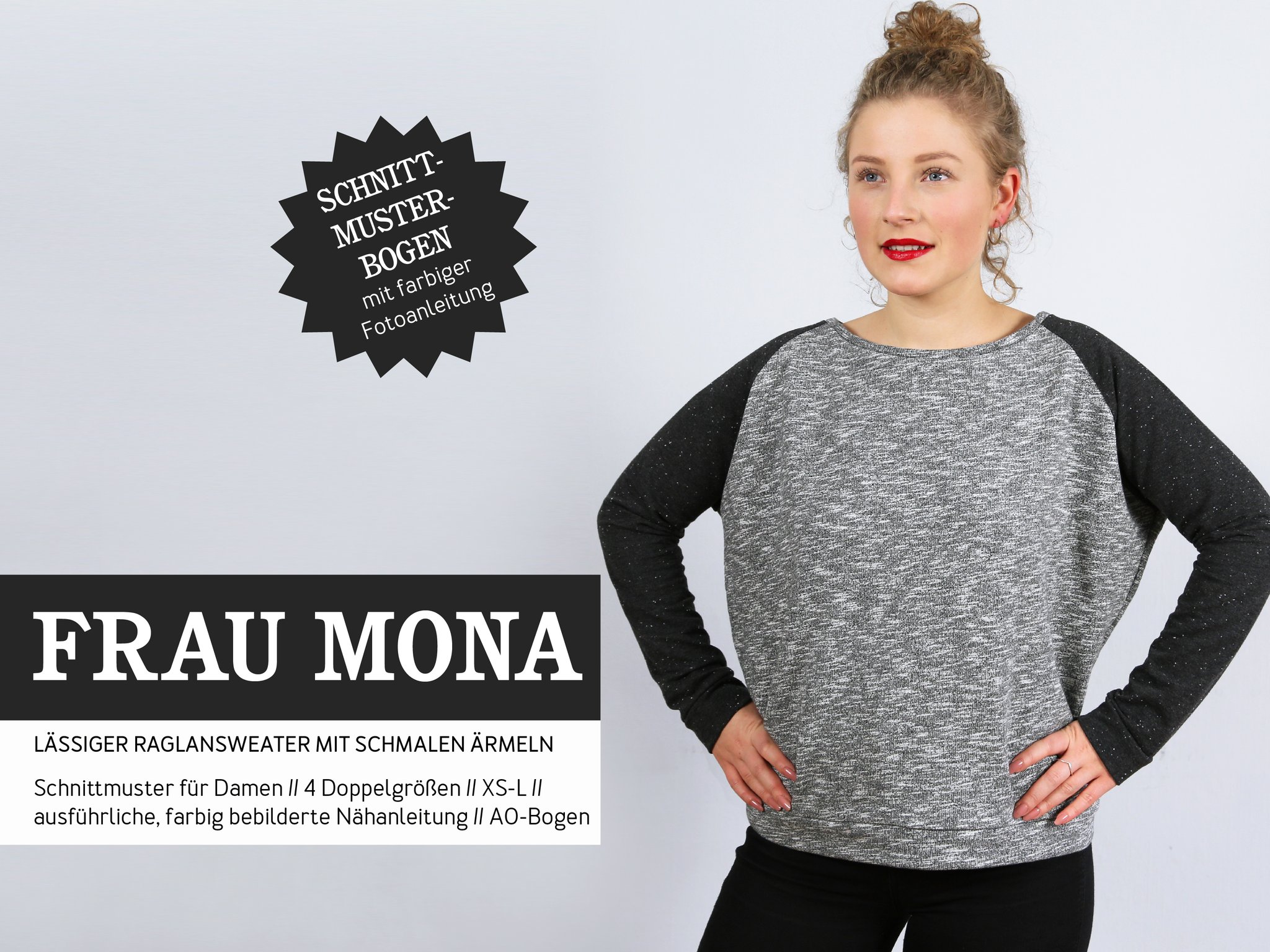 FRAU MONA • Raglansweater, Papierschnitt, Deckblatt