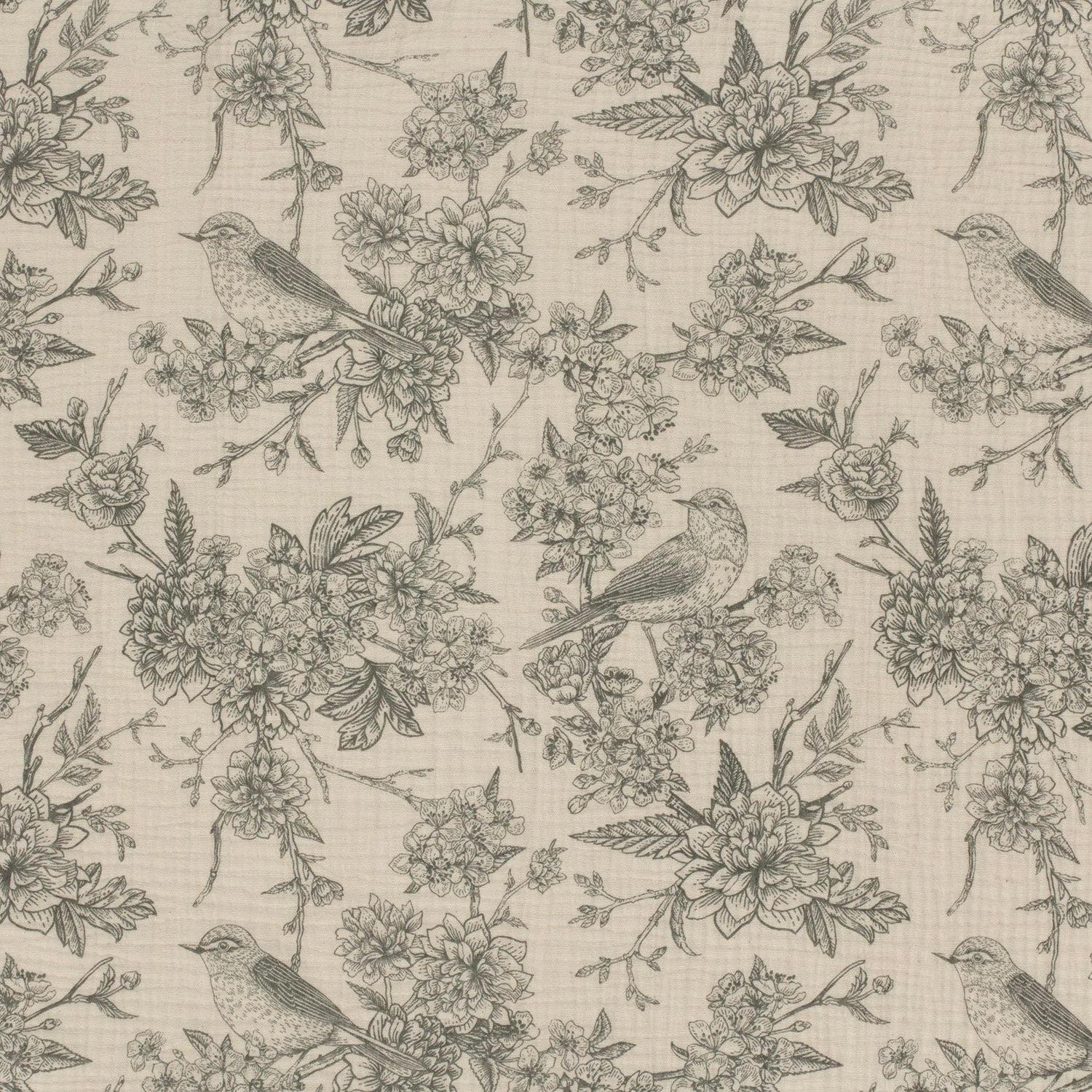 Muslin - Double Gauze - Birds and Flowers