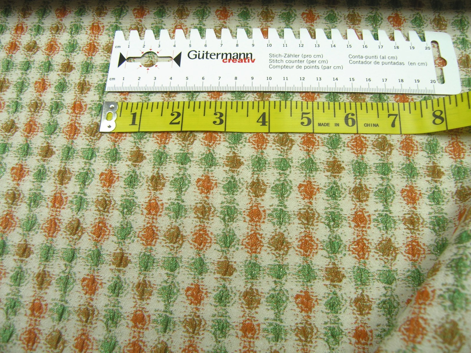 Cloqué Dots orange / green