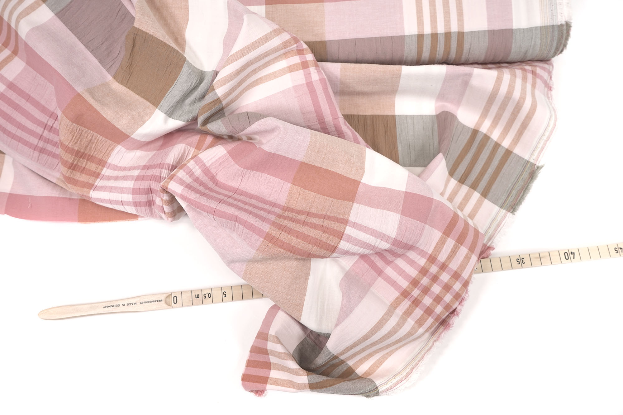 Cotton check - elastic - seersucker - rosé natural
