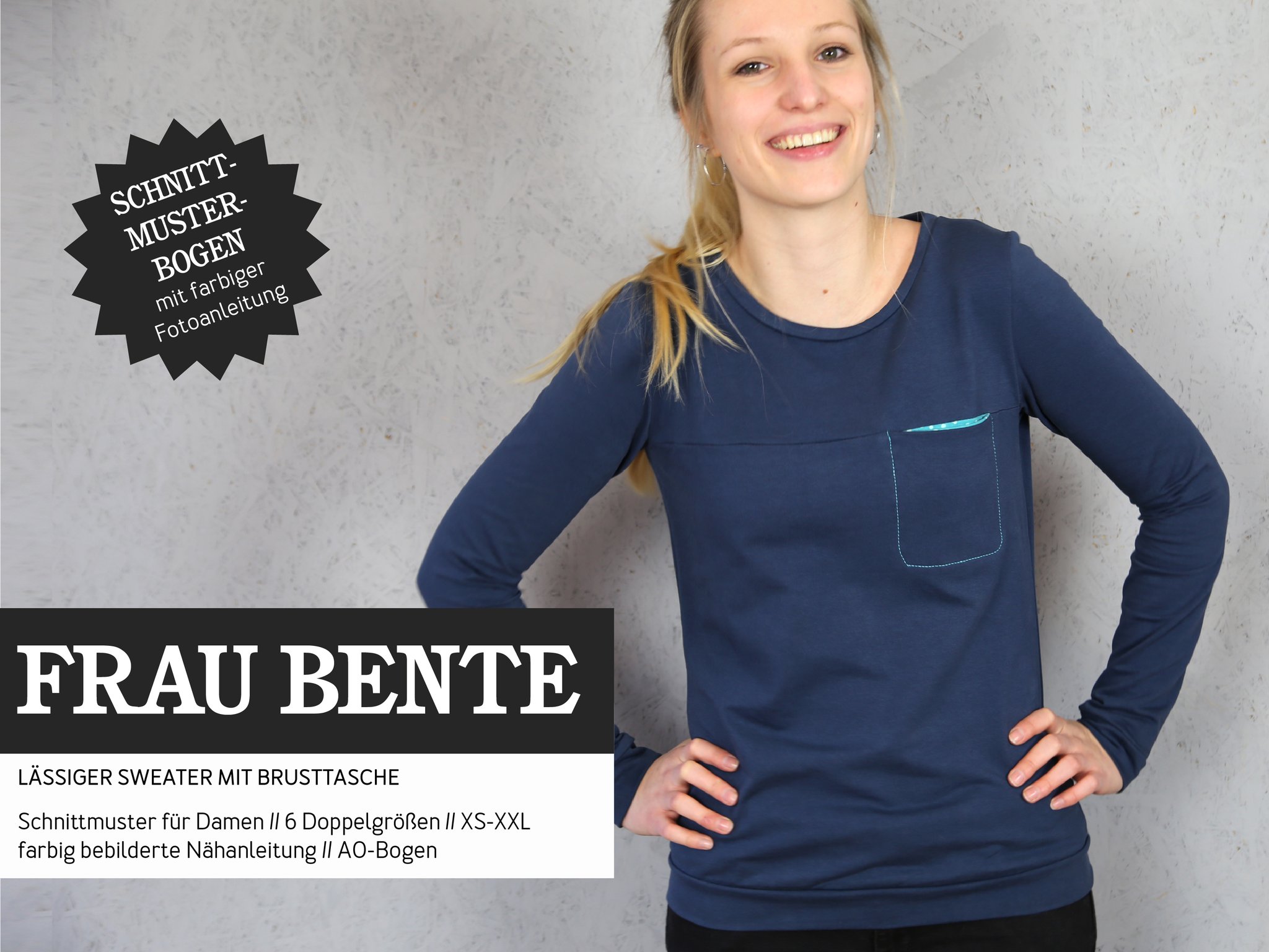FRAU BENTE • Sweater mit Brusttasche, Papierschnitt, Deckblatt