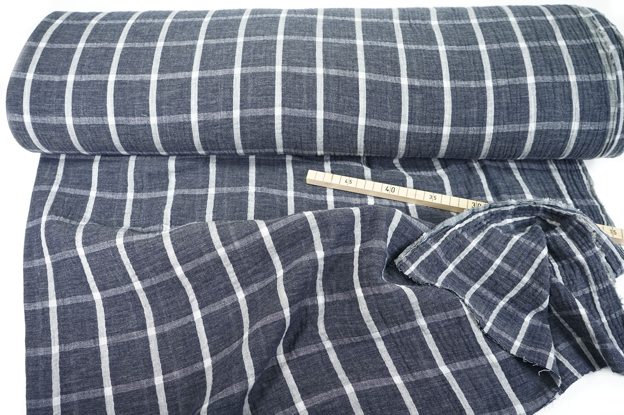 Muslin - Double Gauze - Double Sided Check - navy