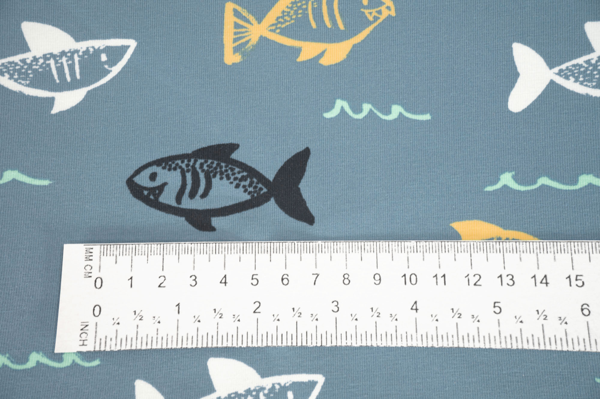 Jersey Shark Attack on light jeans Cotton Jersey Knit Fabric