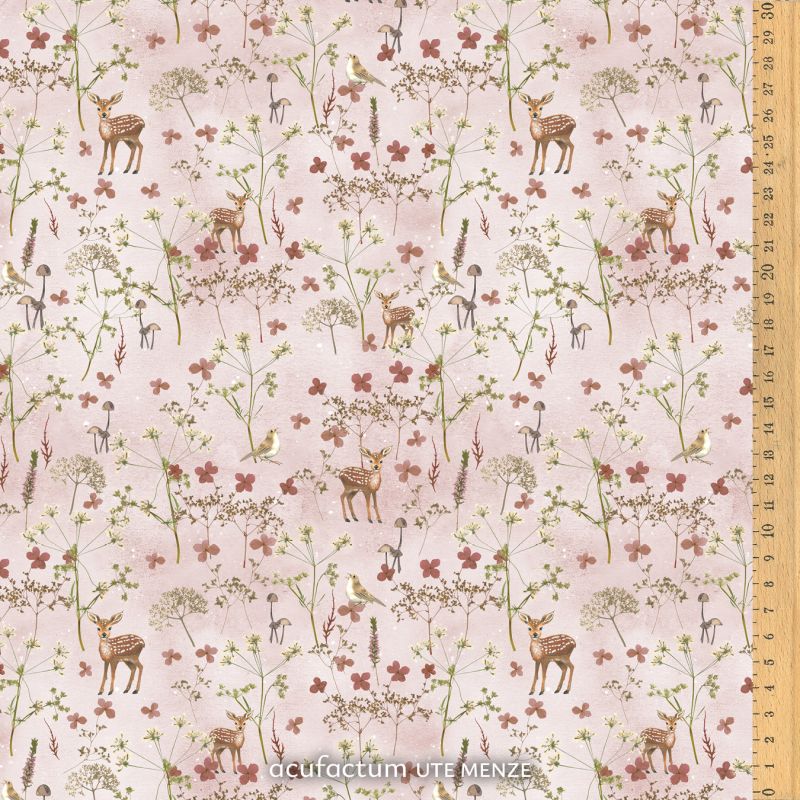 acufactum • Cotton fabric • Deer and flowers • Kerstin Heß
