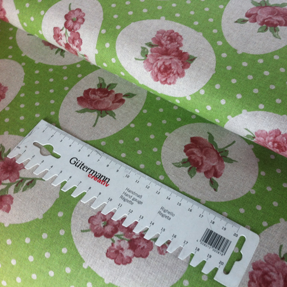 Deco roses on kiwi nature Cotton Fabric