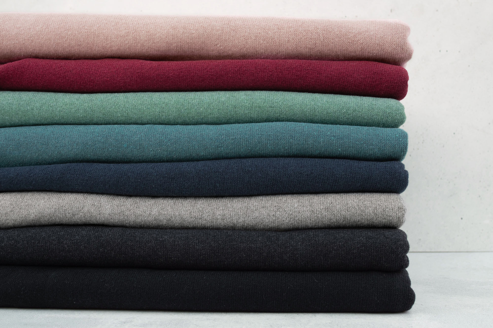 Knitted fabric Bono - brushed - plain - smoke blue - made in Italy