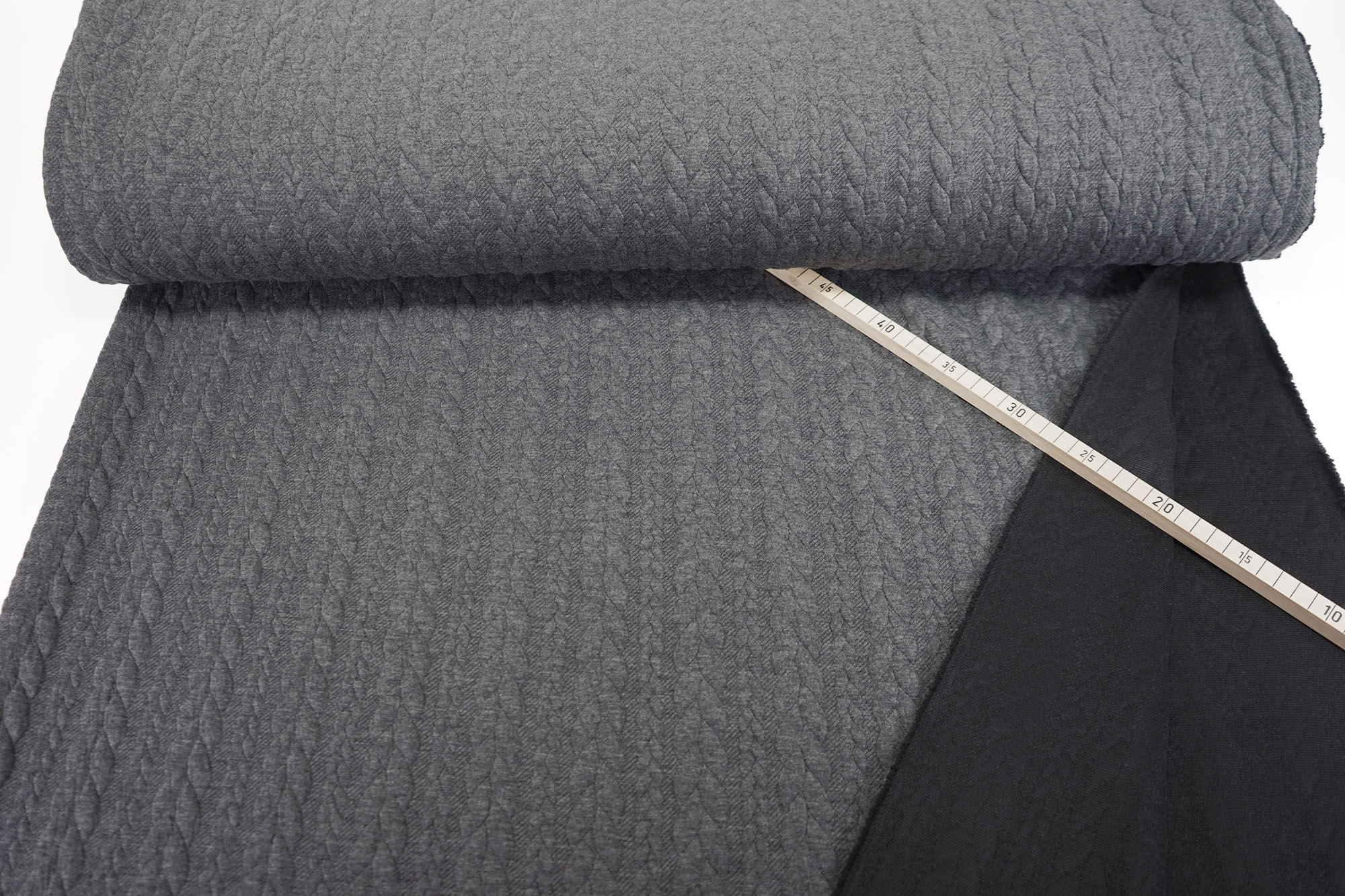 Jacquard jersey - Cloqué - cable stitch - dark grey