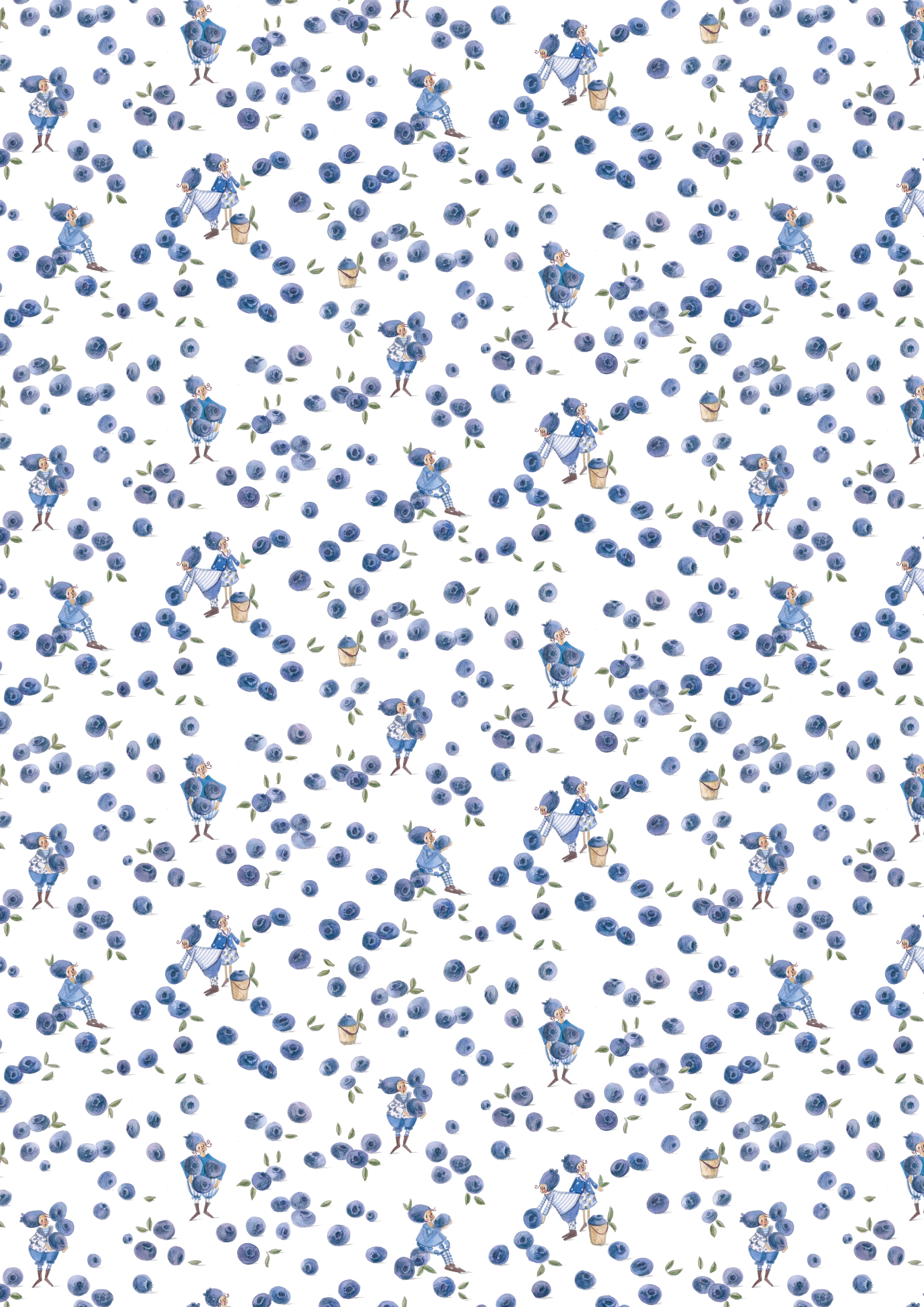 acufactum - Cotton fabric - Blueberry elves - Silke Leffler
