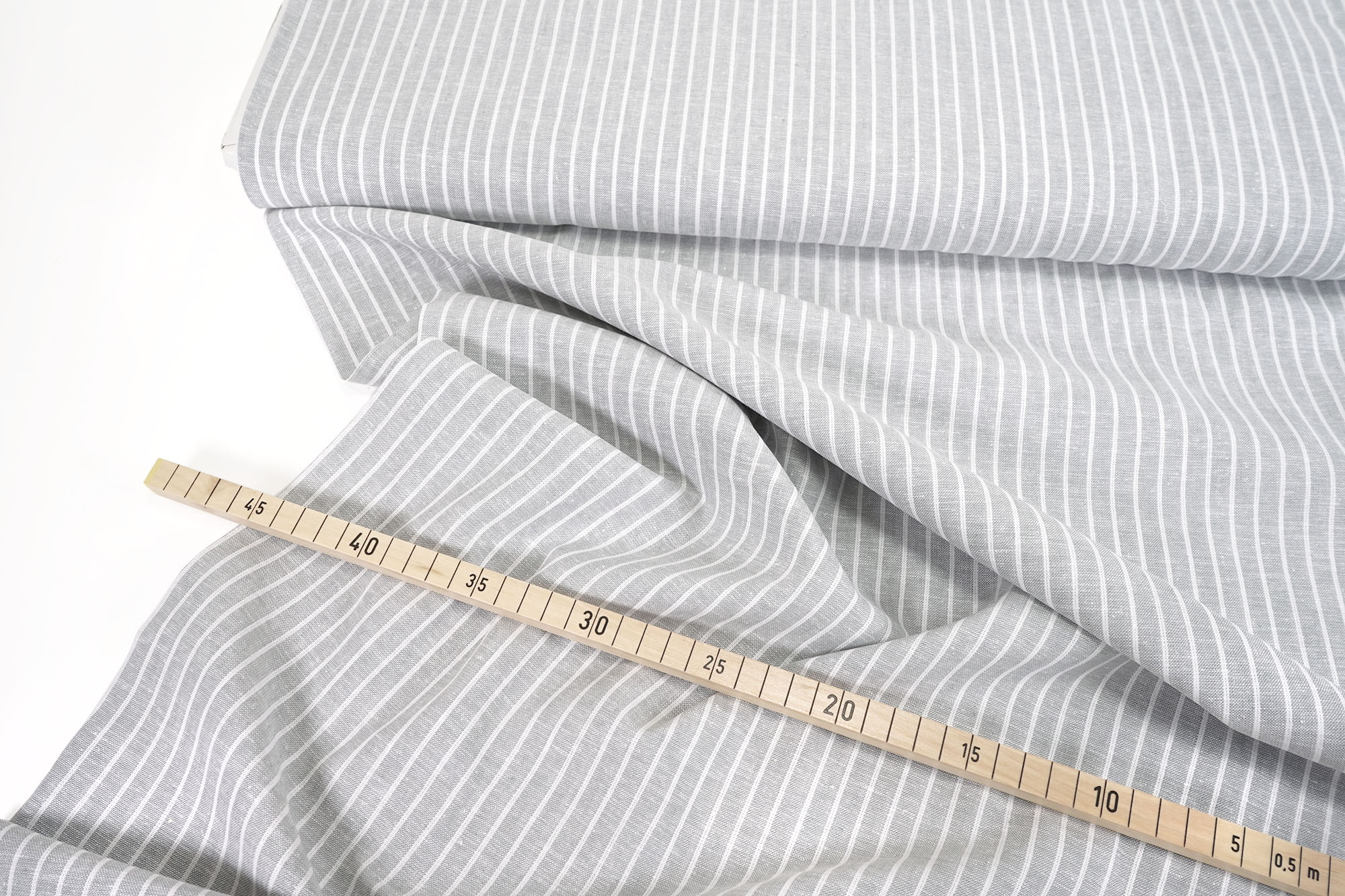 Linen Cotton fabric • Strips • light grey/white