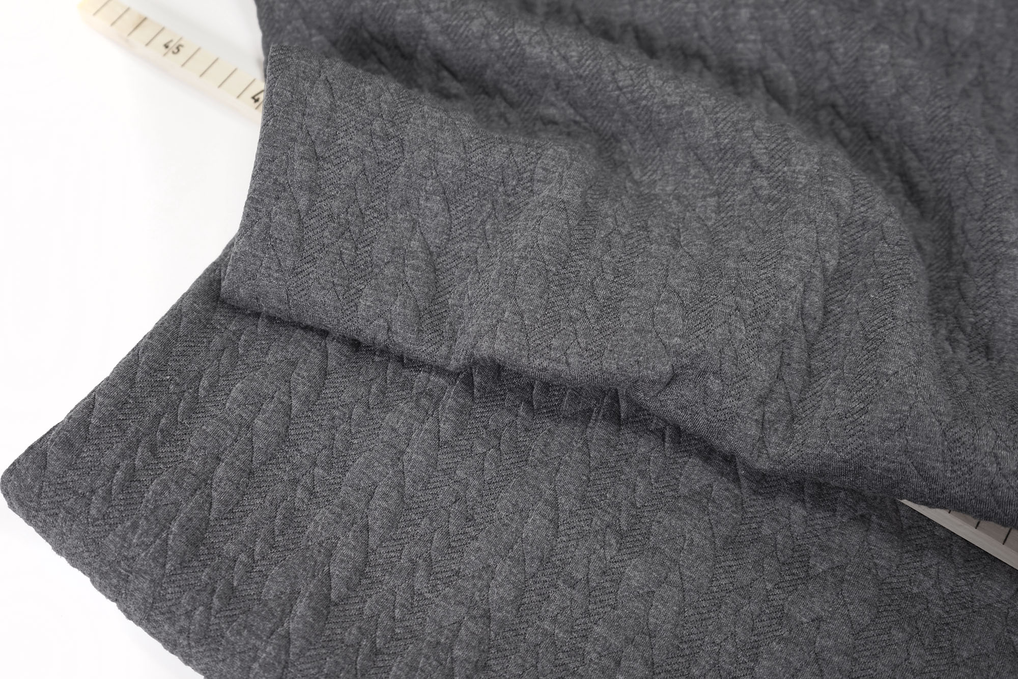 Jacquard jersey - Cloqué - cable stitch - dark grey