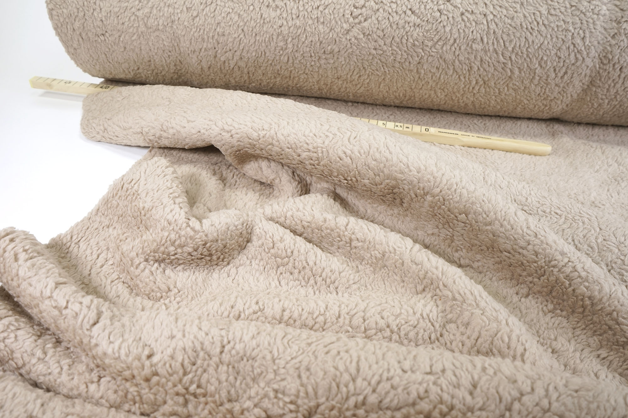 Cotton teddy • plush fabric• beige