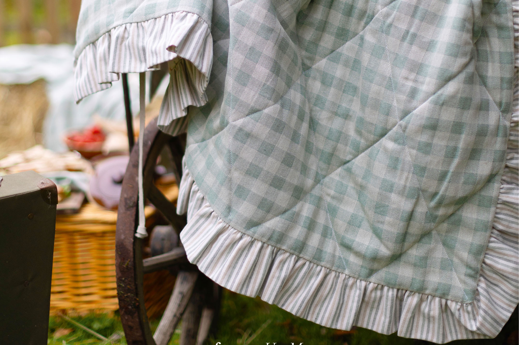 acufactum - Cotton fabric - check - petrol