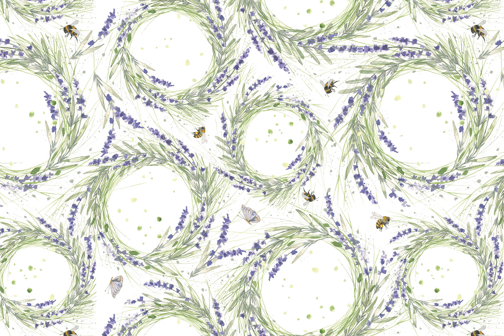 acufactum - Cotton fabric - Lavender wreaths - Kerstin Heß