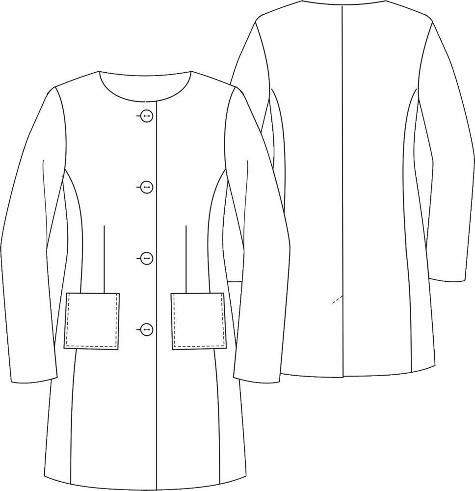 Short coat Ebony Ladies, Paper Pattern