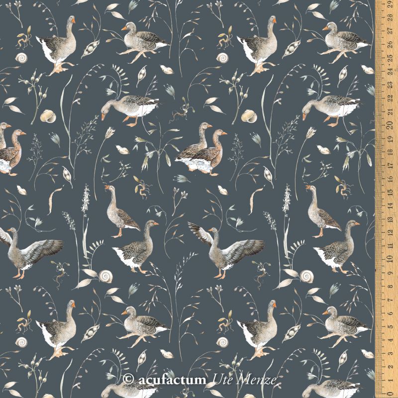 acufactum - Cotton fabric - Grey geese - Sophia Drescher