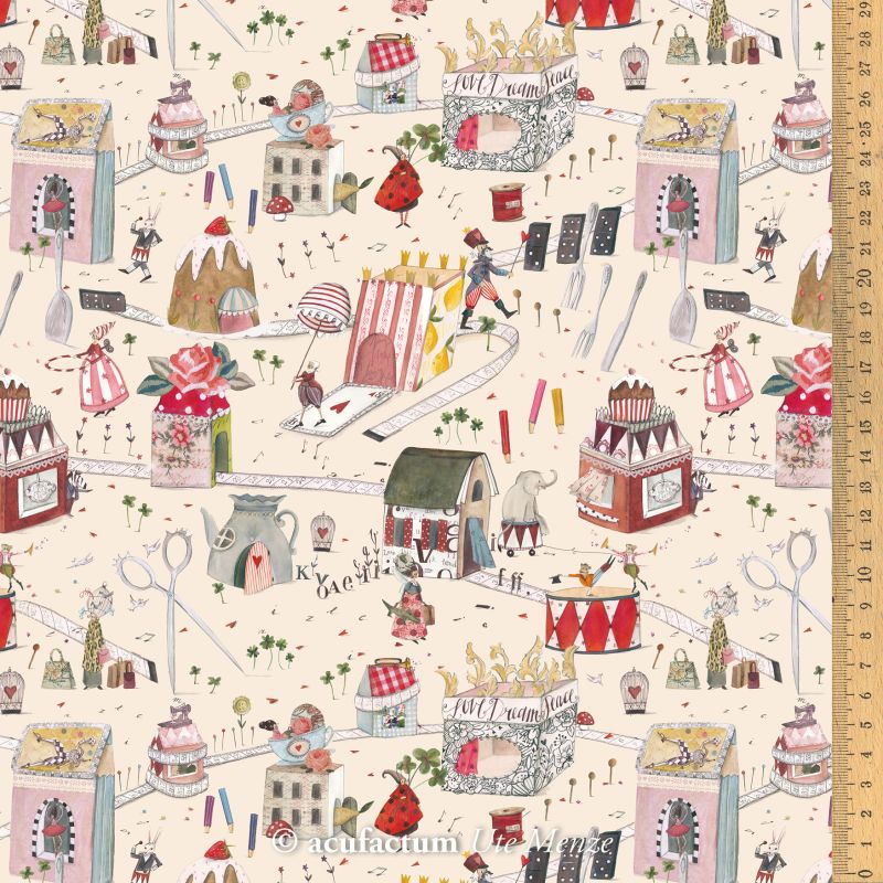 acufactum - Cotton fabric - Fantasy town - Silke Leffler