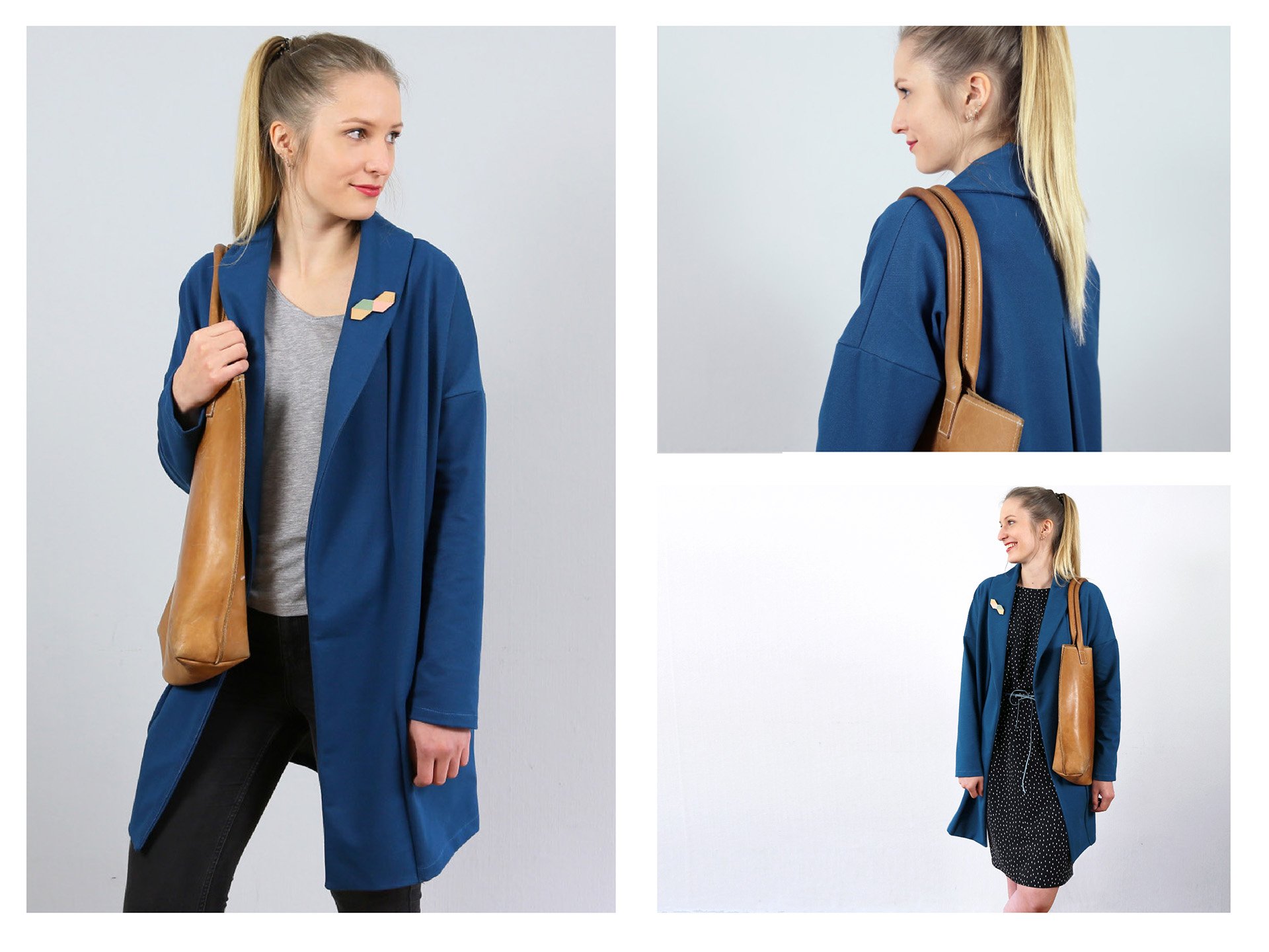 FRAU KATI • Sweatjacke mit Schalkragen, Papierschnitt, weitere Ansichten